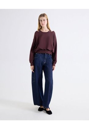 Buzo Tejido Escote Bandeja Para Mujer Vino Seven Seven