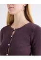 Camiseta Acanalada Cut Out Frontal  Para Mujer Café Seven Seven de Seven Seven