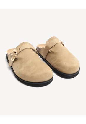 Mules Casual Con Hebilla Xl Para Mujer Beige Seven Seven