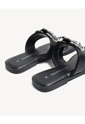 Sandalias De Hebilla Y Tiras  Para Mujer Negro Seven Seven