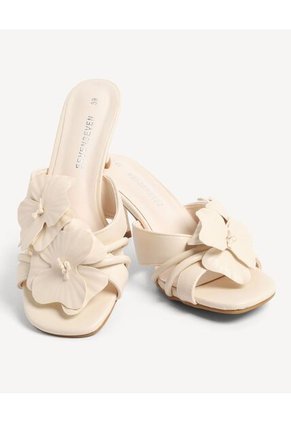 Sandalias De Tacón Con Flecos Para Mujer Blanco Seven Seven