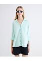 Blusa Camisera Bolsillo Funcional  Para Mujer Verde Seven Seven de Seven Seven