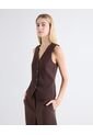 Chaleco Sastrero Abotonadura Frontal  Para Mujer Café Seven Seven de Seven Seven