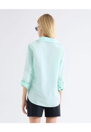 Blusa Camisera Bolsillo Funcional Para Mujer Verde Seven Seven