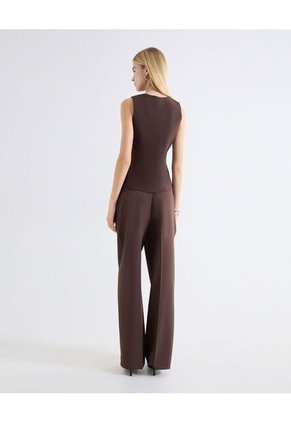 Chaleco Sastrero Abotonadura Frontal  Para Mujer Café Seven Seven