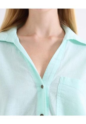 Blusa Camisera Bolsillo Funcional Para Mujer Verde Seven Seven