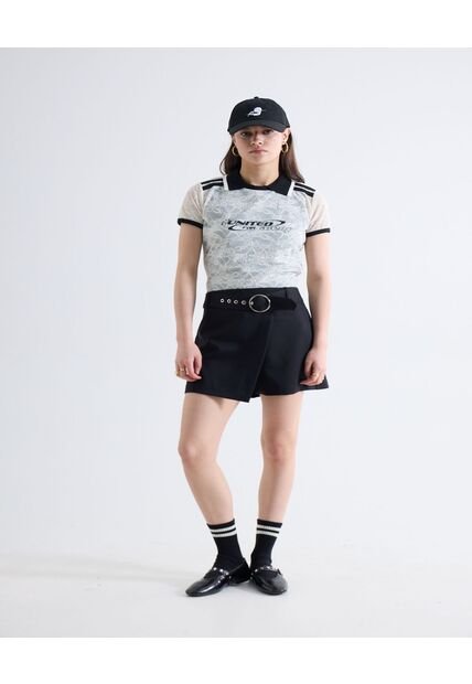 Falda Short Con Cinturón  Para Mujer Negro Seven Seven