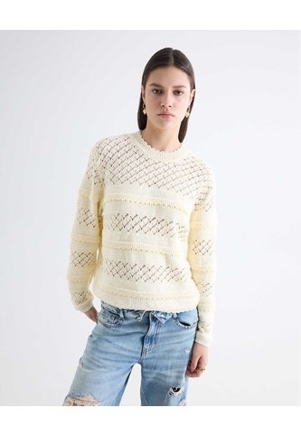 Saco Texturizado Cuello Redondo  Para Mujer Crudo Seven Seven Seven Seven