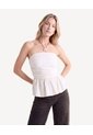 Blusa Strapless Recogida  Para Mujer Beige Seven Seven de Seven Seven