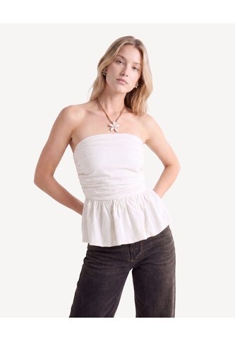 Blusa Strapless Recogida  Para Mujer Beige Seven Seven Seven Seven