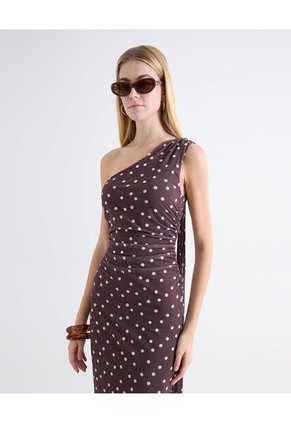 Vestido Maxi Mesh Lazo Cuello Para Mujer Café Seven Seven
