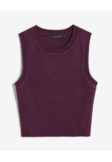 Camiseta Para Mujer Manga Sisa Cuello Redondo Color Vino Marca Seven Seven #28096417