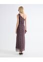 Vestido Maxi Mesh Lazo Cuello  Para Mujer Café Seven Seven de Seven Seven