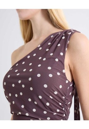Vestido Maxi Mesh Lazo Cuello Para Mujer Café Seven Seven