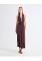Vestido Halter Escote V Midi  Para Mujer Café Seven Seven de Seven Seven