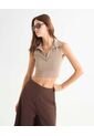 Crop Top Cuello Polo  Para Mujer Café Seven Seven de Seven Seven