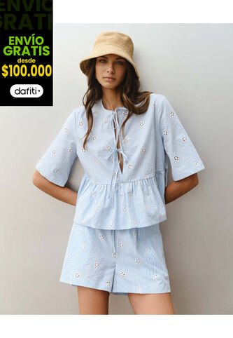 Short Para Mujer Multiusos Plano Color Azul Marca Seven Seven #28191085 Seven Seven