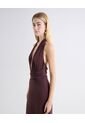 Vestido Halter Escote V Midi  Para Mujer Café Seven Seven de Seven Seven
