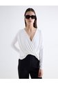 Blusa Drapeada Escote V  Para Mujer Crudo Seven Seven de Seven Seven