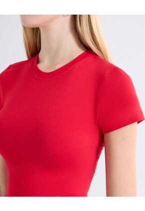 Camiseta Larga Cuello Redondo Para Mujer Rojo Seven Seven