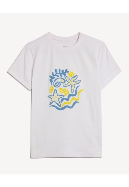 Camiseta Para Mujer Manga Corta Cuello Redondo Color Crudo Marca Seven Seven #28096537