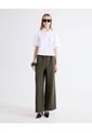 Pantalón Palazzo Bolsillos Diagonales  Para Mujer Verde Seven Seven de Seven Seven