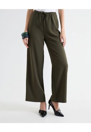 Pantalón Palazzo Bolsillos Diagonales Para Mujer Verde Seven Seven
