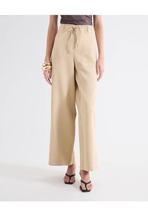Pantalón Palazzo Bolsillos Diagonales Para Mujer Beige Seven Seven