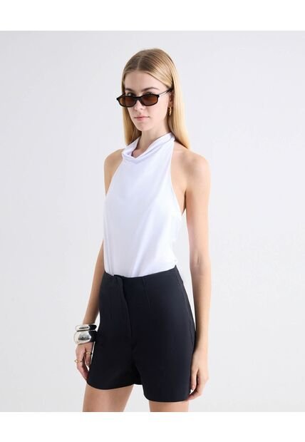 Body Drapeado Espalda Descubierta  Para Mujer Blanco Seven Seven