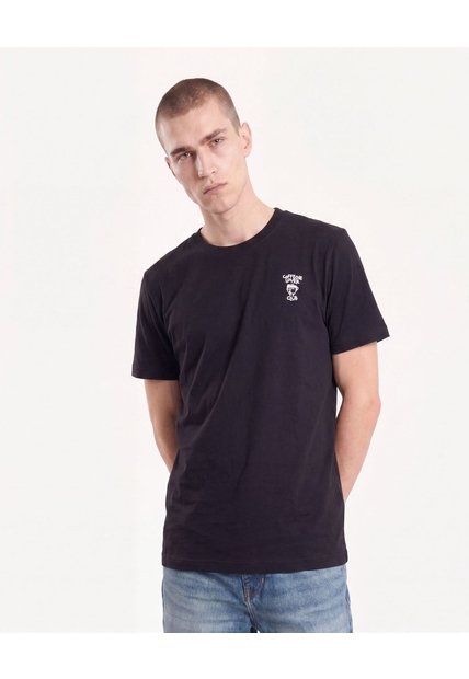 Camiseta Bordado Frontal  Para Hombre Negro Seven Seven