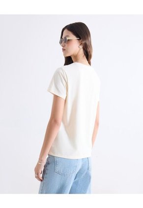 Camiseta Para Mujer Manga Corta Cuello Redondo Color Beige Marca Seven Seven #28096536