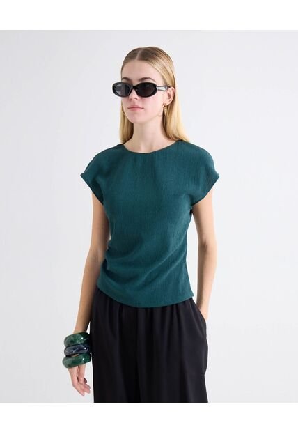 Camiseta Texturizada Recogido Lateral  Para Mujer Café Seven Seven