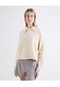Saco Cuello Camisero Botonadura Frontal  Para Mujer Beige Seven Seven de Seven Seven