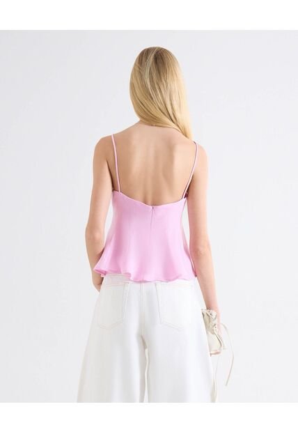 Top Peplum Tirantes Delicados  Para Mujer Rosado Seven Seven
