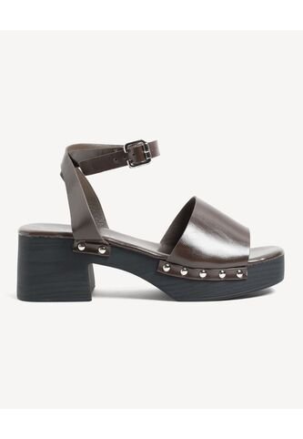 Sandalias De Tacón Con Tachas  Para Mujer Café Seven Seven Seven Seven