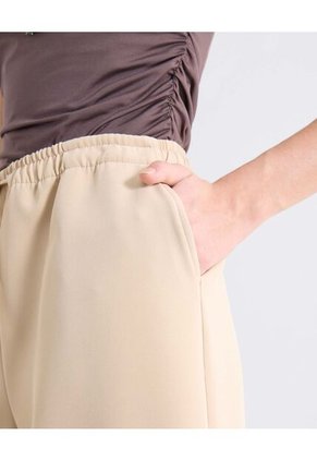 Pantalón Palazzo Bolsillos Diagonales Para Mujer Beige Seven Seven
