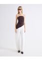 Top Strapless Recogido Asimétrico  Para Mujer Café Seven Seven de Seven Seven