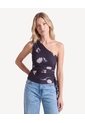 Blusa Mesh Con Escote  Para Mujer Negro Seven Seven de Seven Seven