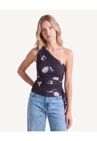 Blusa Mesh Con Escote  Para Mujer Negro Seven Seven Seven Seven