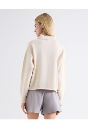 Saco Cuello Camisero Botonadura Frontal Para Mujer Beige Seven Seven