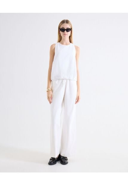 Pantalón Palazzo Caída Fluida  Para Mujer Blanco Seven Seven