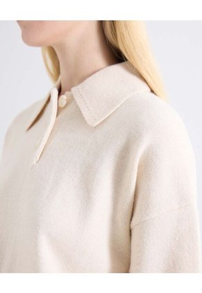 Saco Cuello Camisero Botonadura Frontal Para Mujer Beige Seven Seven