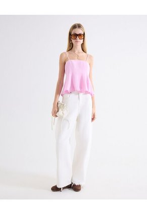 Top Peplum Tirantes Delicados Para Mujer Rosado Seven Seven