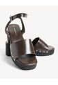 Sandalias De Tacón Con Tachas  Para Mujer Café Seven Seven de Seven Seven