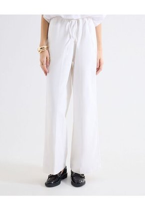 Pantalón Palazzo Caída Fluida  Para Mujer Blanco Seven Seven