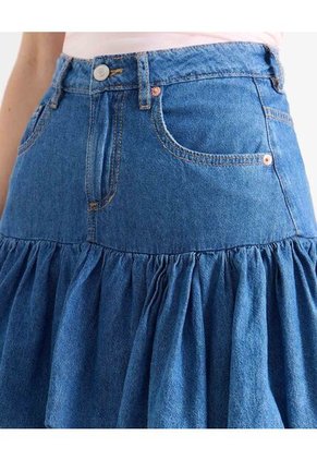 Falda Denim Con Volantes  Para Mujer Azul Seven Seven