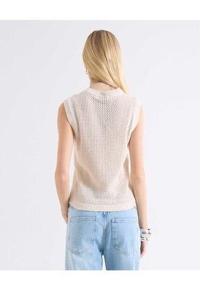 Chaleco Tricot Estrella Crochet Para Mujer Blanco Seven Seven