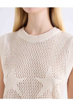 Chaleco Tricot Estrella Crochet Para Mujer Blanco Seven Seven