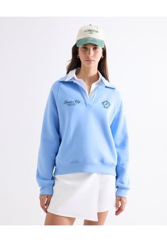 Buzo Polo Con Detalle Frontal  Para Mujer Azul Seven Seven Seven Seven