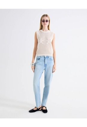 Chaleco Tricot Estrella Crochet Para Mujer Blanco Seven Seven